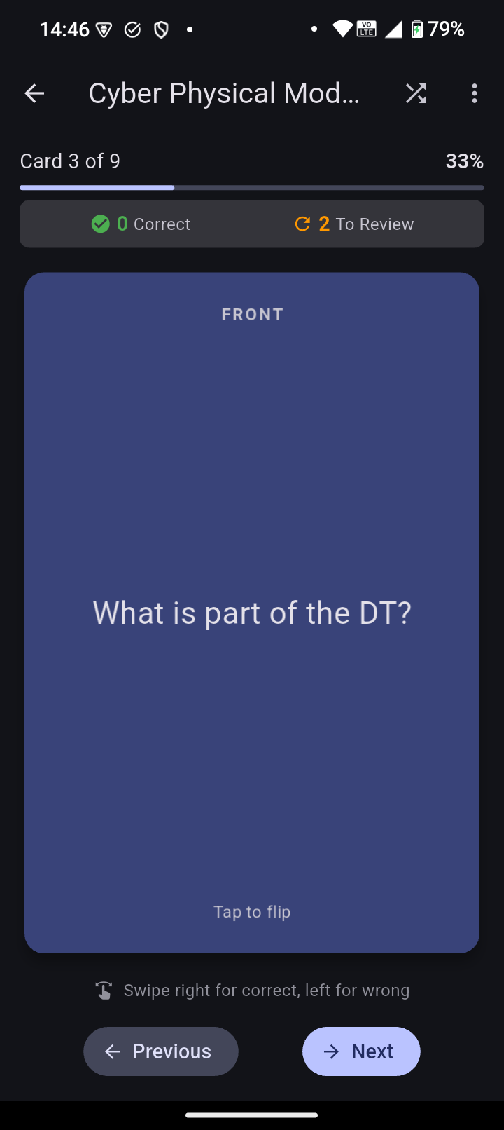 UnlockToLearn flashcard view on Android